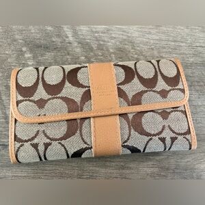 Coach Brown and Tan Canvas Clutch